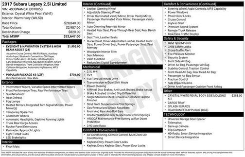 2017 Subaru Legacy Limited