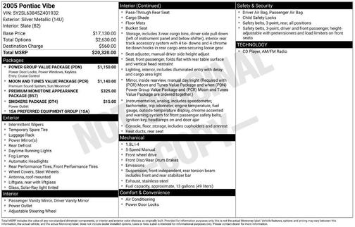 Platinum 2005 Pontiac Vibe Base