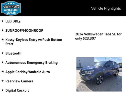 Dusk Blue Metallic 2024 Volkswagen Taos 1.5T SE