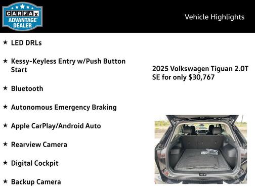 Deep Black Pearl 2025 Volkswagen Tiguan 2.0T SE 4MOTION