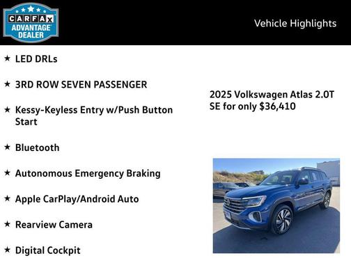 2025 Volkswagen Atlas 2.0T SE w/Technology 4MOTION