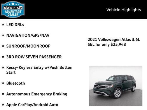 Racing Green Metallic 2021 Volkswagen Atlas SEL