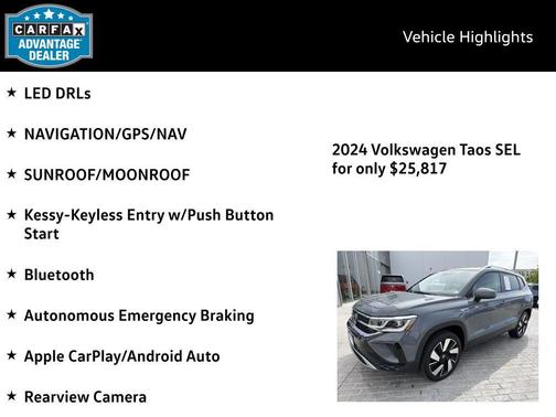 Pure Gray 2024 Volkswagen Taos 1.5T SEL