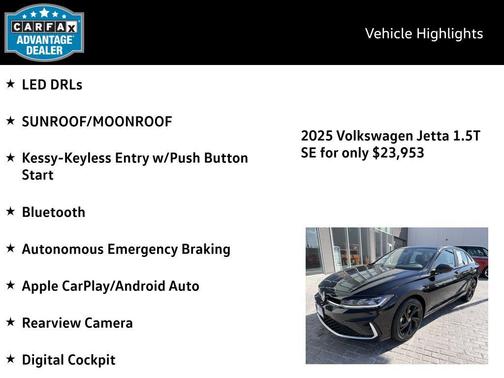 Deep Black 2025 Volkswagen Jetta 1.5T SE