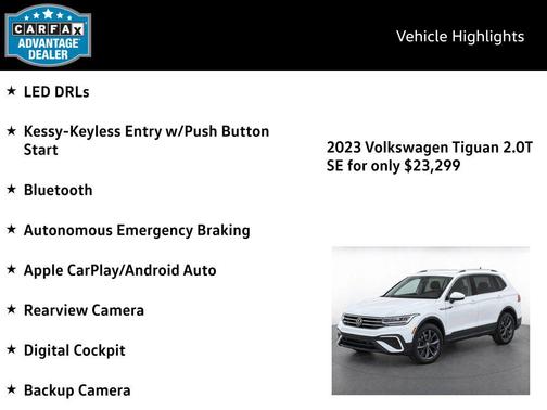 Opal White 2023 Volkswagen Tiguan 2.0T SE 4MOTION