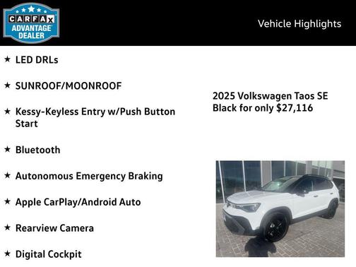2025 Volkswagen Taos 1.5T SE Black