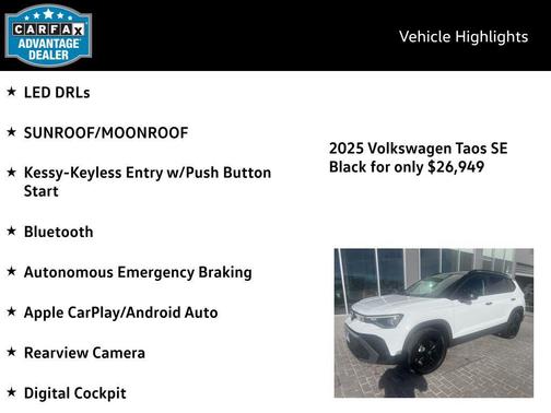 2025 Volkswagen Taos 1.5T SE Black