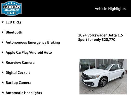 Pure White 2024 Volkswagen Jetta 1.5T Sport