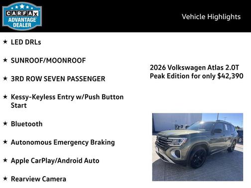 avocado green pearl 2026 Volkswagen Atlas Peak Edition