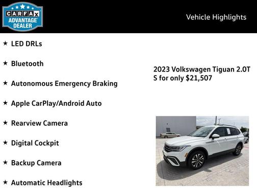 Pure White 2023 Volkswagen Tiguan 2.0T S 4MOTION