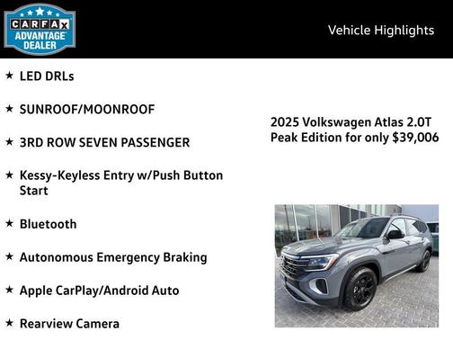 2025 Volkswagen Atlas 2.0T Peak Edition