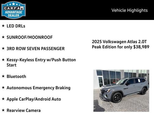 2025 Volkswagen Atlas 2.0T Peak Edition
