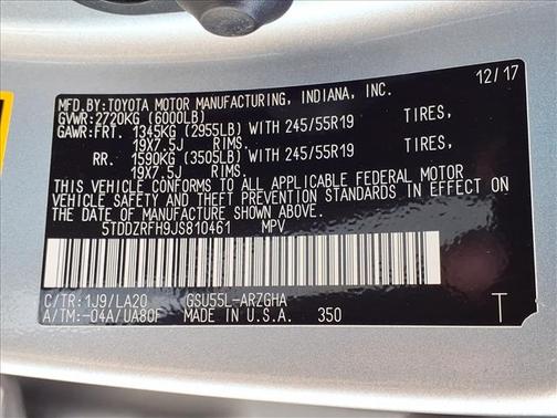 Celestial Silver Metallic 2018 Toyota Highlander Limited Platinum