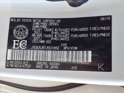 Blizzard Pearl 2018 Toyota 4Runner SR5