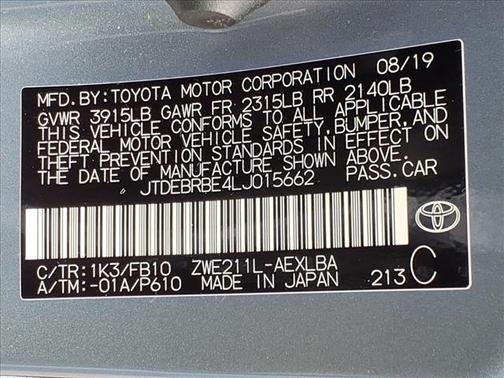 2020 Toyota Corolla Hybrid LE