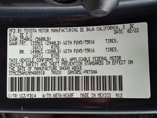 2022 Toyota Tacoma SR