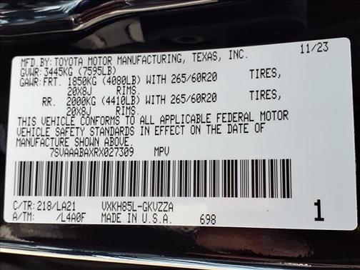 Midnight Black Metallic 2024 Toyota Sequoia Platinum