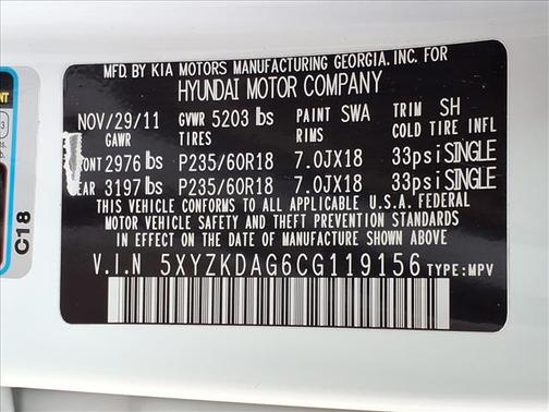 2012 Hyundai SANTA FE Limited