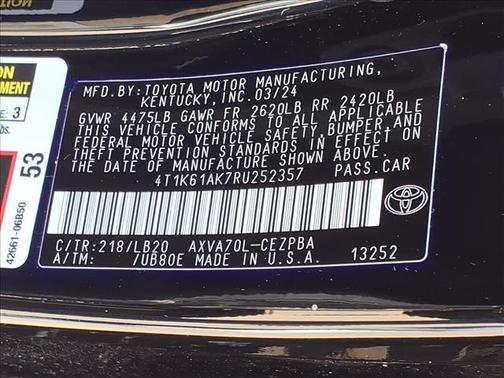 Midnight Black Metallic 2024 Toyota Camry XSE