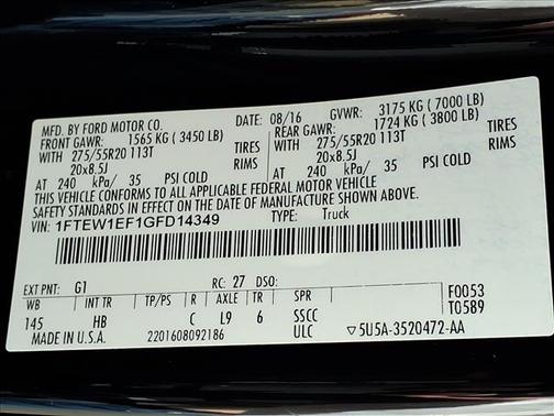 Shadow Black 2016 Ford F-150 Lariat