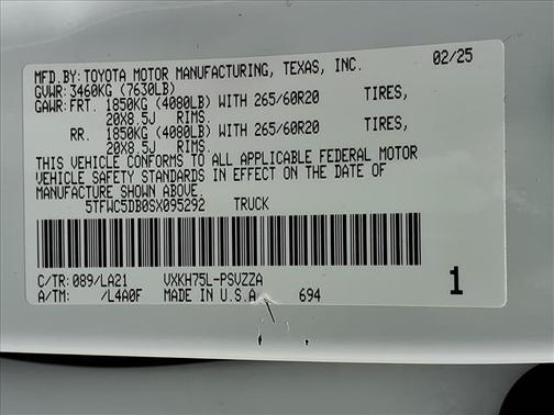 Wind Chill Pearl 2025 Toyota Tundra Hybrid Platinum