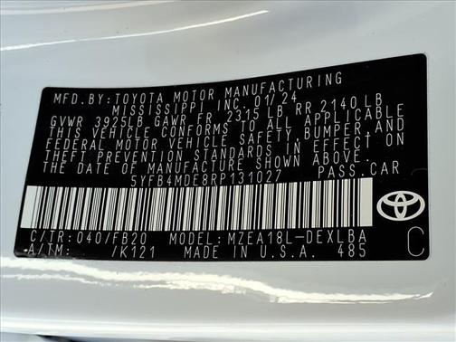 Ice Cap 2024 Toyota Corolla LE