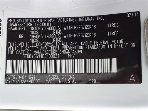 2014 Toyota Sequoia SR5