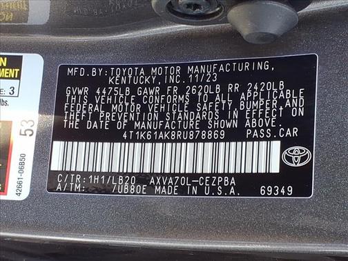 Predawn Gray Mica 2024 Toyota Camry XSE