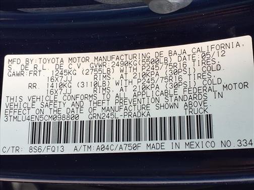 2012 Toyota Tacoma Base