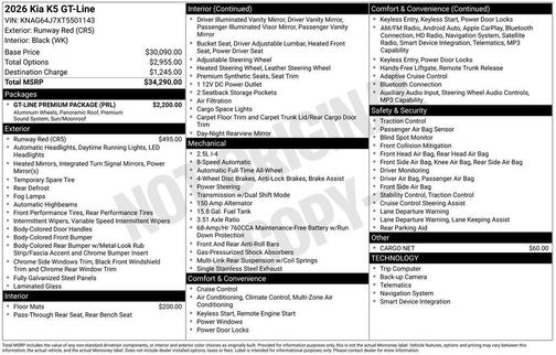 Runway Red 2026 Kia K5 GT-Line AWD