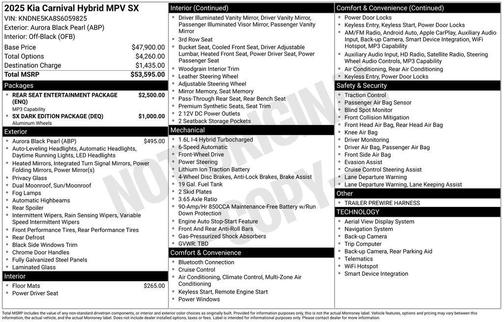 2025 Kia Carnival Hybrid SX