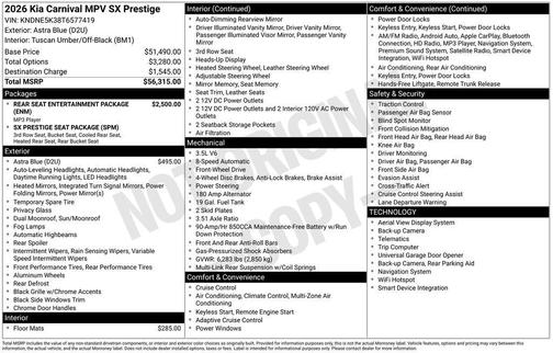 Astra Blue 2026 Kia Carnival SX Prestige
