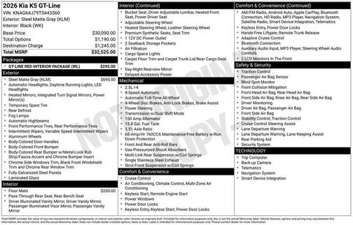Steel 2026 Kia K5 GT-Line