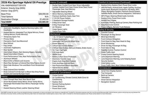 2026 Kia Sportage Hybrid SX-Prestige