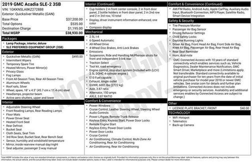 2019 GMC Acadia SLE-2