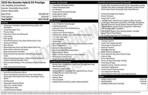 2025 Kia Sorento Hybrid SX Prestige