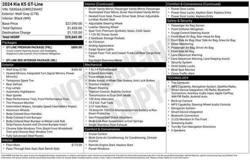 Wolf Gray 2024 Kia K5 GT-Line