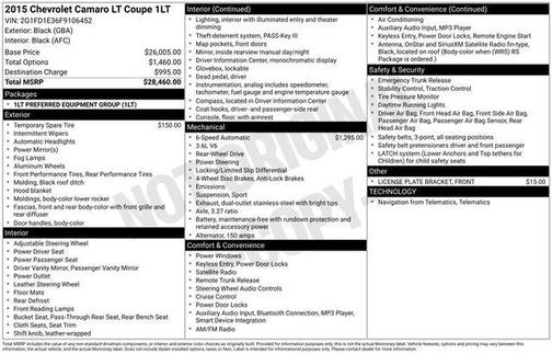 2015 Chevrolet Camaro 1LT