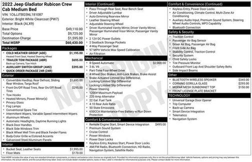 Bright White Clearcoat 2022 Jeep Gladiator Rubicon