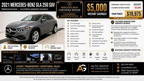 Mountain Grey Metallic 2021 Mercedes-Benz GLA 250 Base 4MATIC