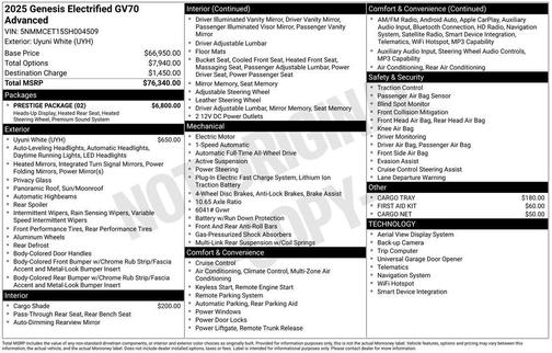 2025 Genesis Electrified GV70 Advanced