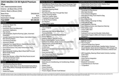 Jet Black Mica 2025 Mazda CX-50 Hybrid Premium Plus Package