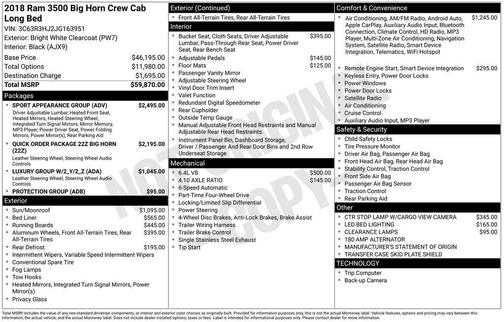 2018 RAM 3500 Big Horn Crew Cab 4x4 8' Box