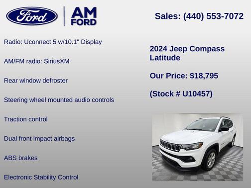 Bright White Clearcoat 2024 Jeep Compass Latitude