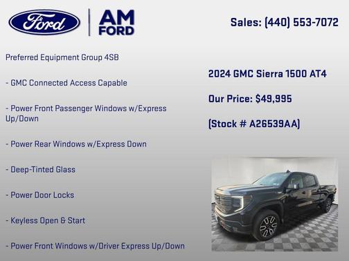 Onyx Black 2024 GMC Sierra 1500 AT4