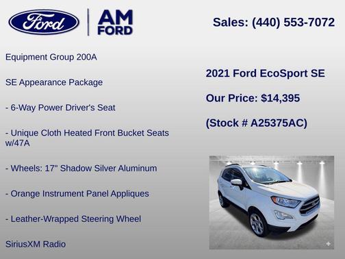 DIAMOND WHITE 2021 Ford EcoSport SE