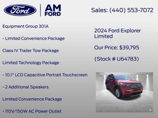 Red Metallic 2024 Ford Explorer Limited