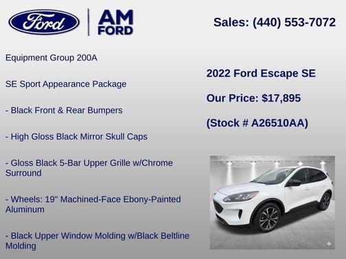 OXFORD WHITE 2022 Ford Escape SE
