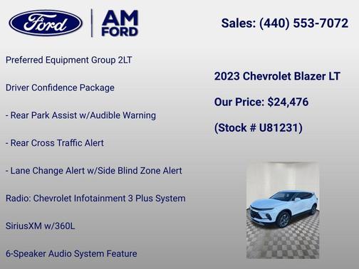 Summit White 2023 Chevrolet Blazer 2LT