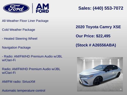 Midnight Black Metallic 2020 Toyota Camry XSE